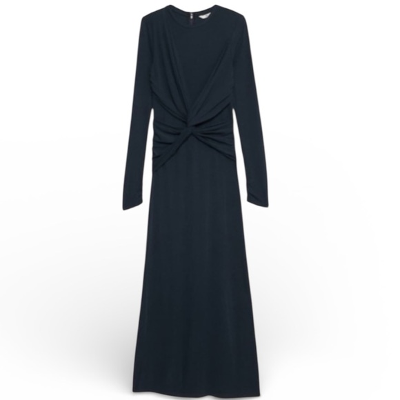 Banana Republic Jersey Knit Twist Front Maxi Dress Black Size S NEW